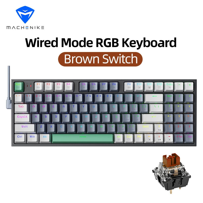 Machenike K500 Hot Swappable Mechanical Gaming Keyboard - 94 Keys RGB Wired for Mac and Windows