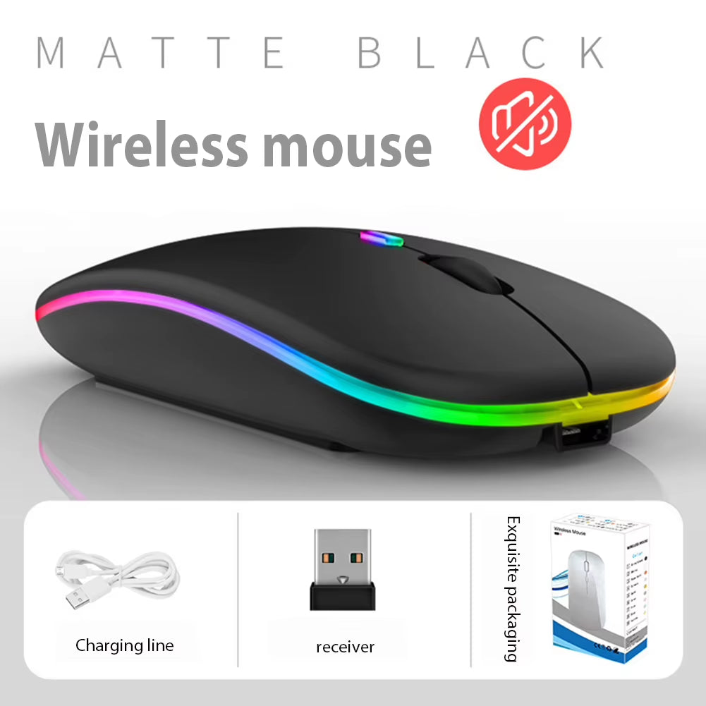 Rechargeable RGB Bluetooth Wireless Keyboard and Mouse for iPad, Android, iOS, and Windows with Rainbow Backlight