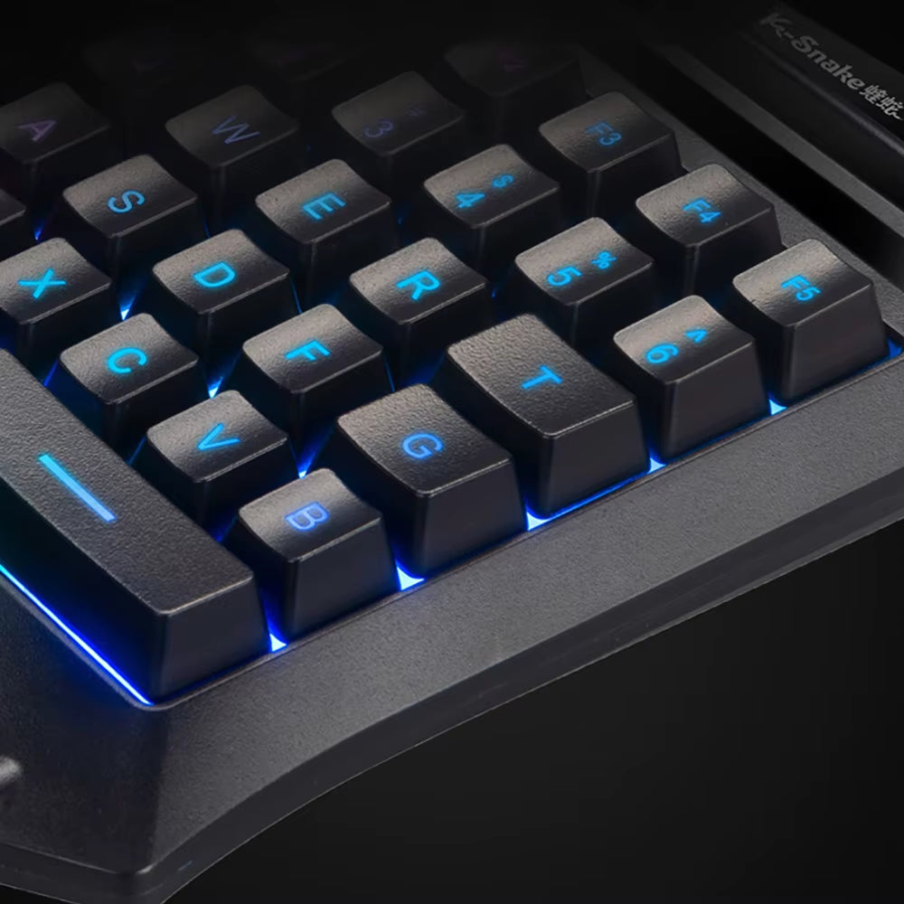 Ergonomic Single-Handed Wired Gaming Keyboard with LED Backlighting - Portable Robotic Keypad