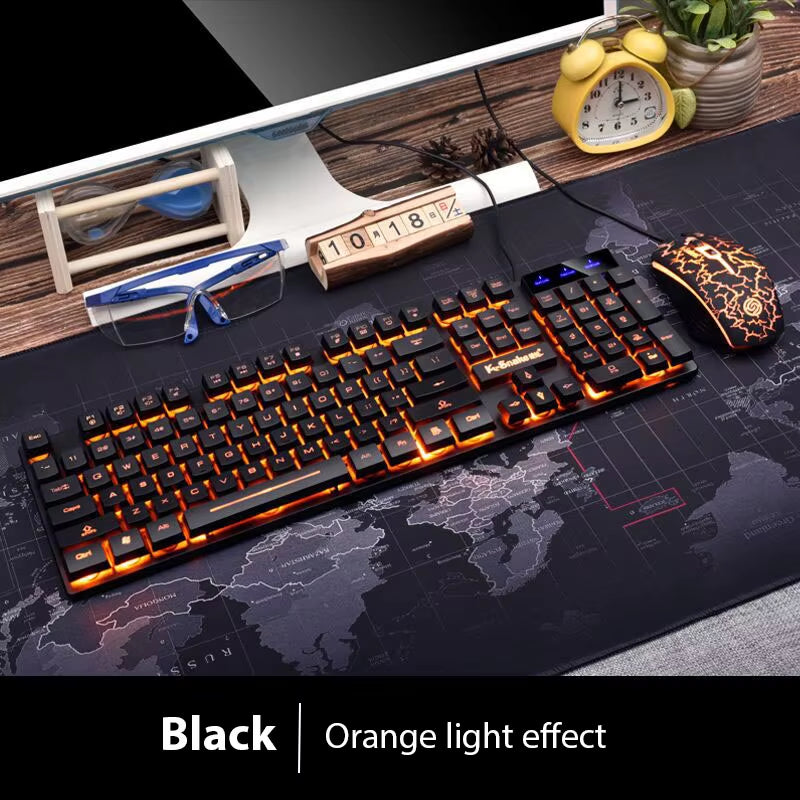 KM320 Waterproof Gaming Keyboard and Mouse Set with Luminous Backlighting