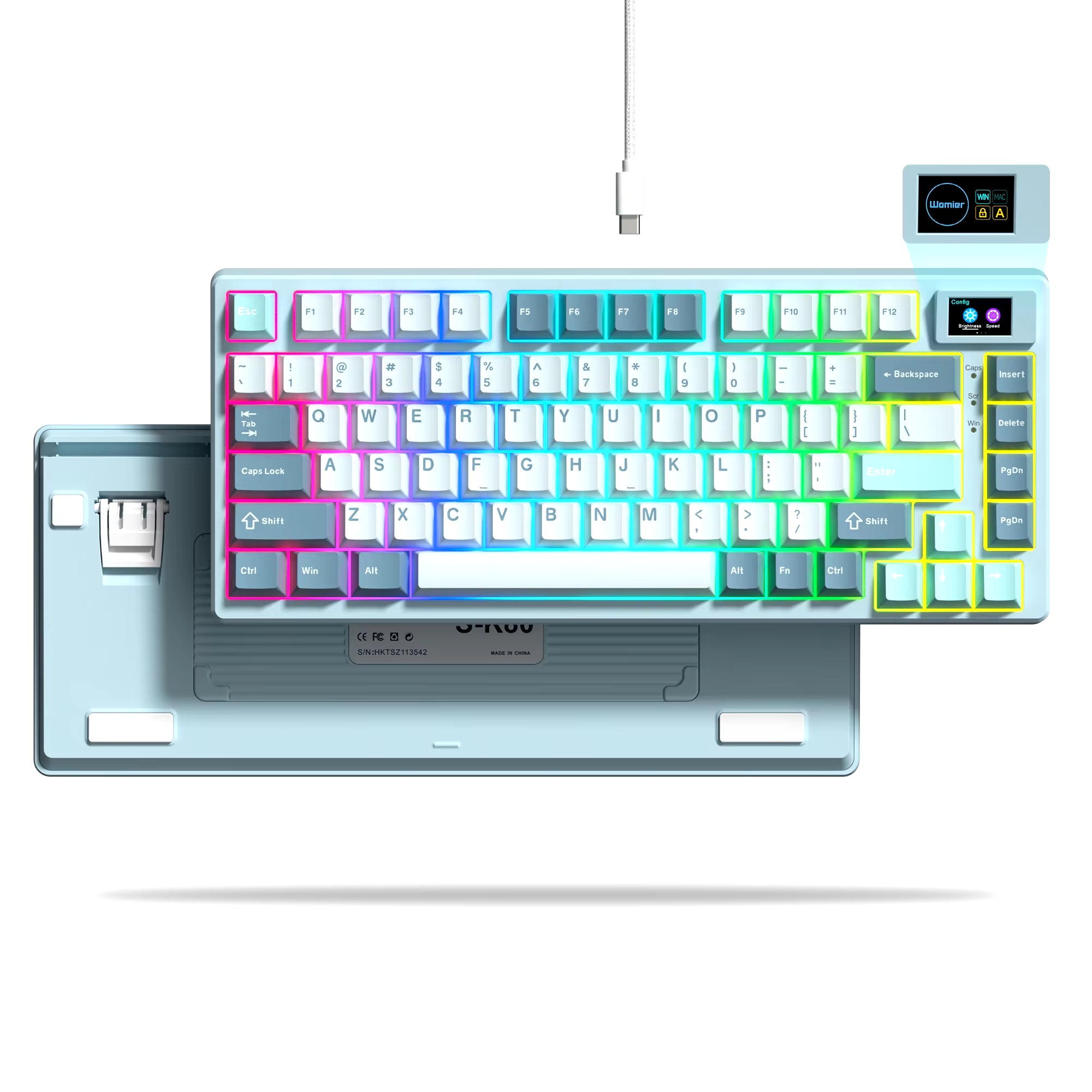Wired Mechanical Gaming Keyboard with OLED Display, Fully Hot-Swappable Keys, and Pudding RGB Backlighting for PC and Laptop