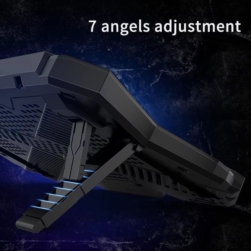RGB Laptop Cooling Pad for 12-17 Inch Laptops with LED Display, Six Fans, and Dual USB Ports