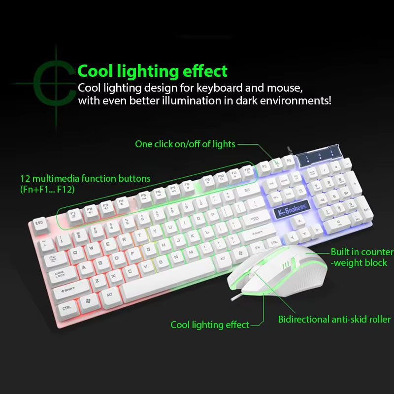 KM320 Waterproof Gaming Keyboard and Mouse Set with Luminous Backlighting