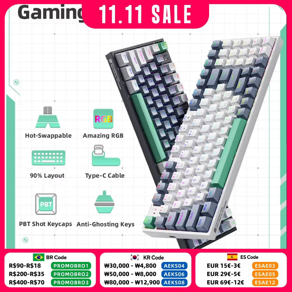 Machenike K500 Hot Swappable Mechanical Gaming Keyboard - 94 Keys RGB Wired for Mac and Windows