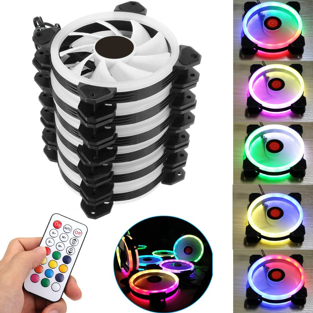 RGB Adjustable LED 120mm Quiet Computer Case Cooling Fan with IR Remote for Enhanced CPU Performance