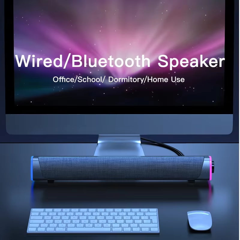 4D Stereo Soundbar with Subwoofer and Bluetooth Connectivity for MacBook, Laptop, and PC Music Players