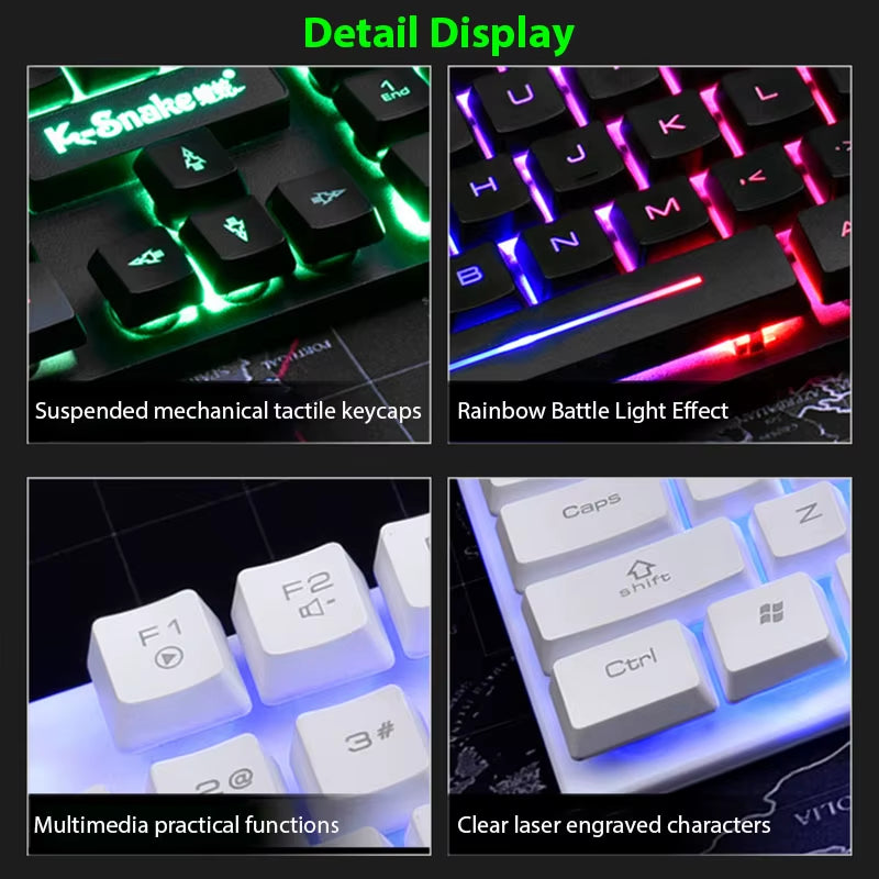 KM320 Waterproof Gaming Keyboard and Mouse Set with Luminous Backlighting