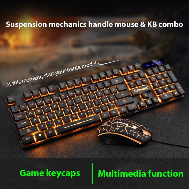 KM320 Waterproof Gaming Keyboard and Mouse Set with Luminous Backlighting