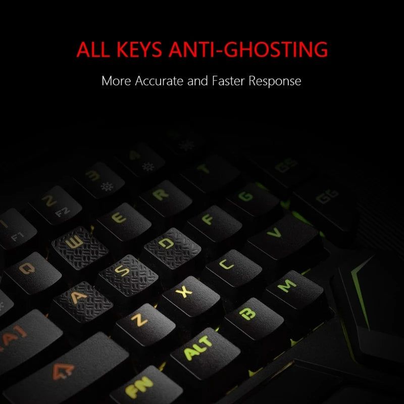 One-Handed Wired USB Gaming Keyboard with 35 Luminous Keys and Ergonomic Hand Rest for Tablets
