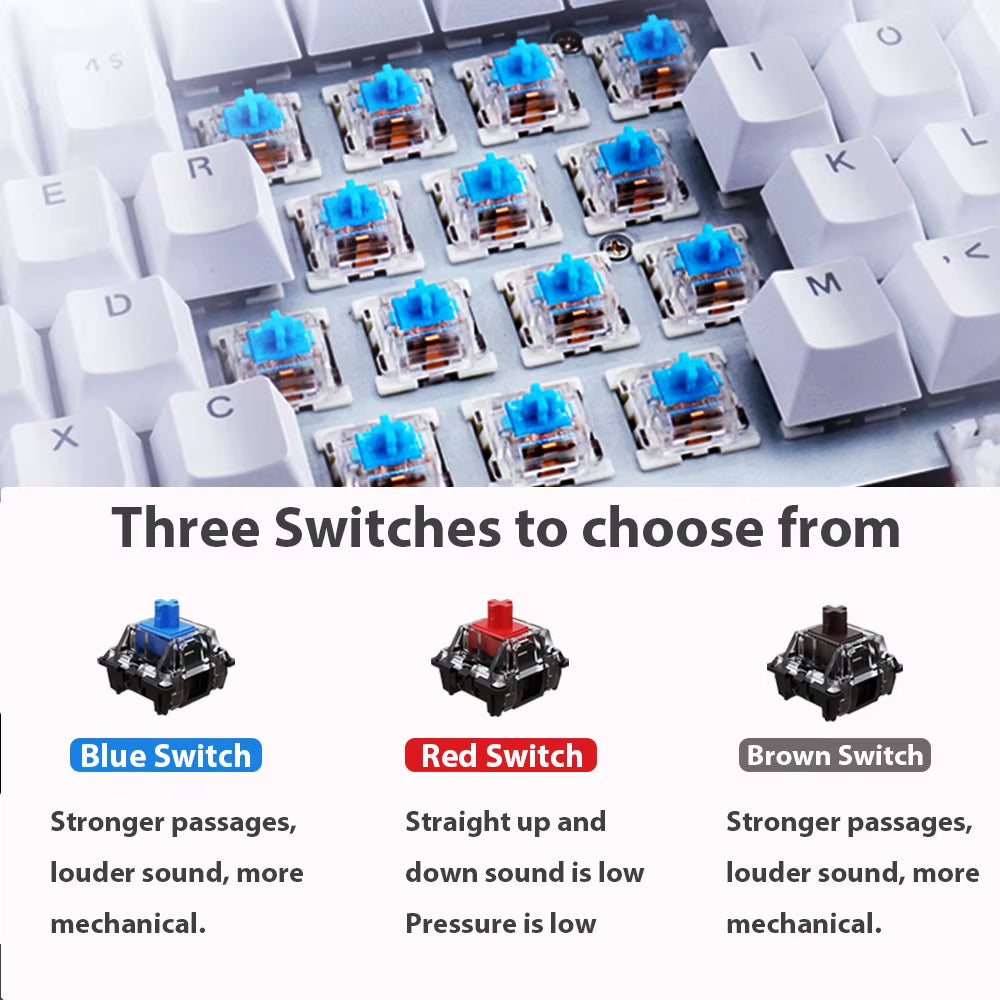 61-Key Wired USB Mechanical Keyboard with 17 RGB Lighting Modes for Computer and Laptop - Available in Red, Blue, and Brown Switches