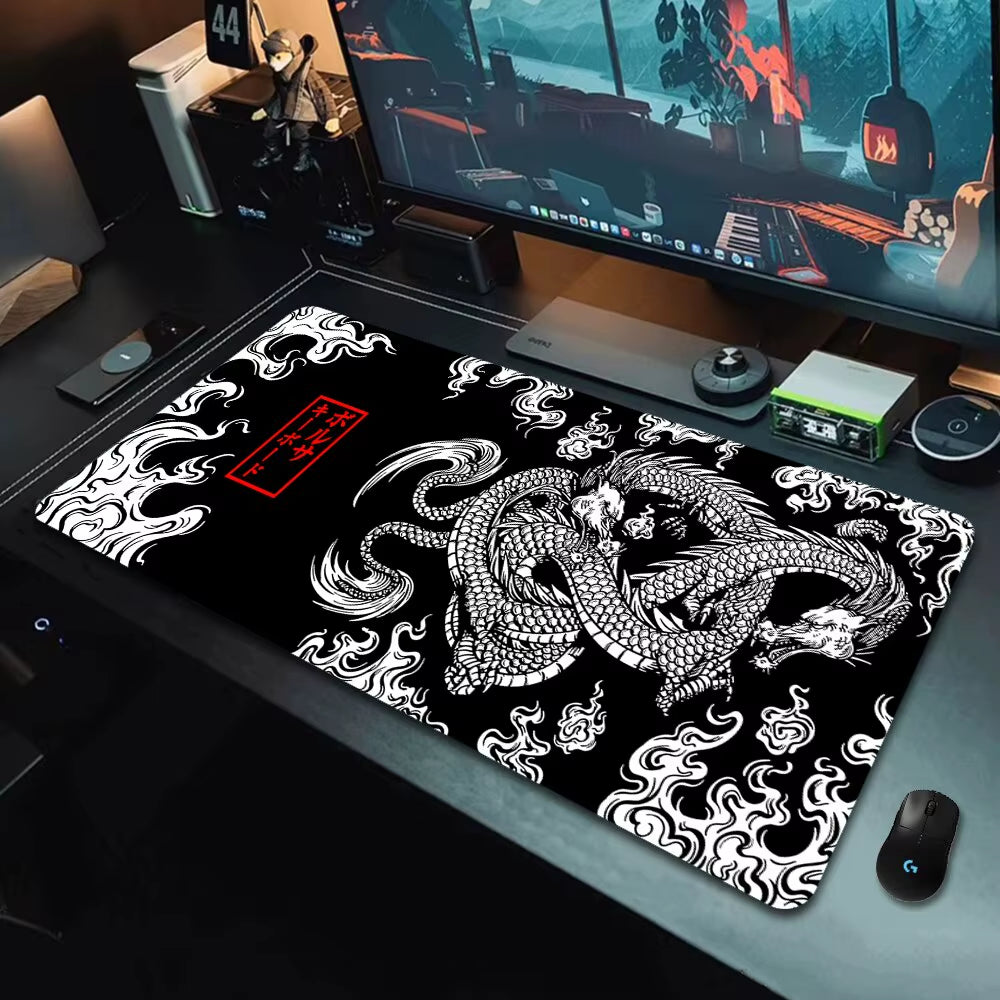 Japanese Dragon XXL Gaming Mousepad - Large Desk Mat for Gamers, Available in 900x400mm and 700x300mm Sizes