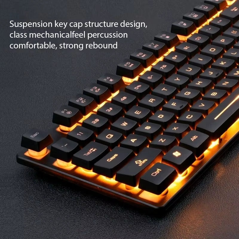 KM320 Waterproof Gaming Keyboard and Mouse Set with Luminous Backlighting