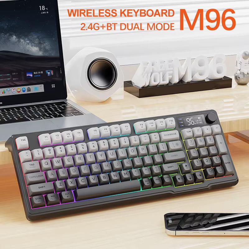 M96 Bluetooth Keyboard Wireless  Screen Gaming Keyboard,Electronic Screen, Multi-Device Connection,Ergonomics Gaming