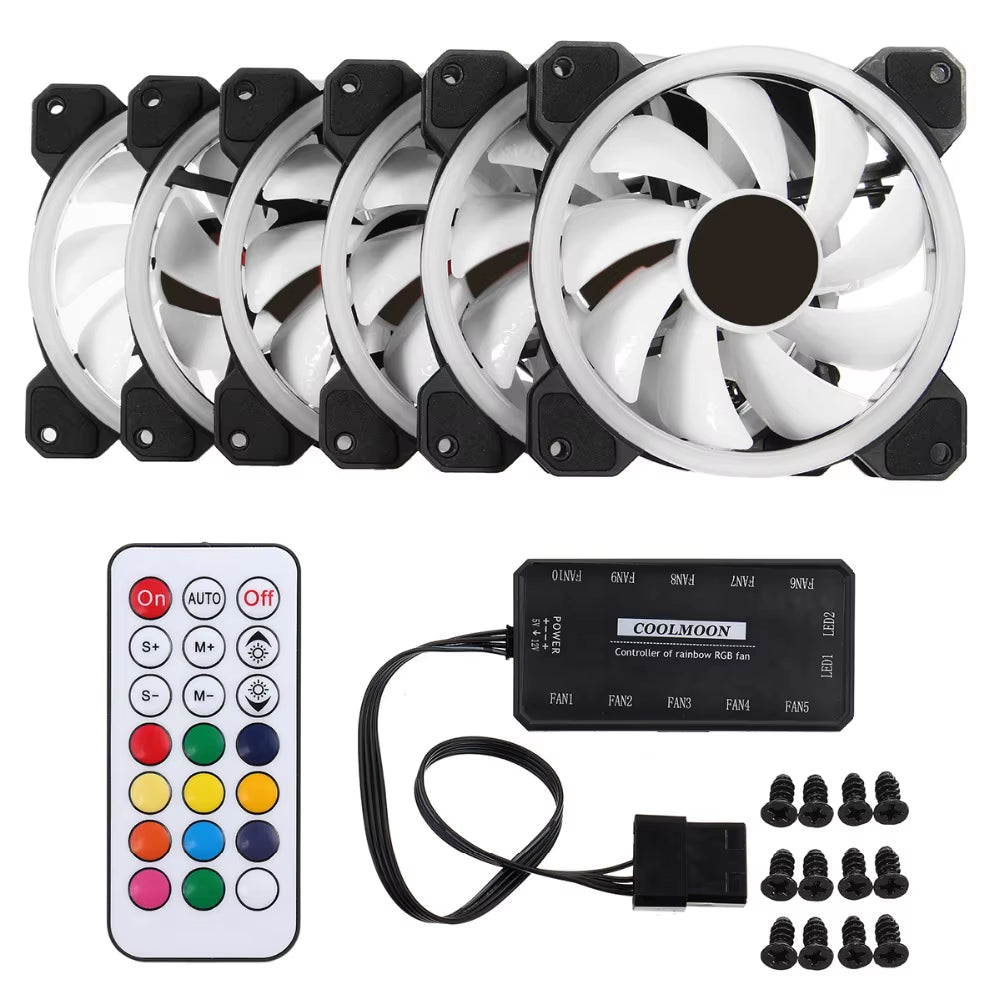RGB Adjustable LED 120mm Quiet Computer Case Cooling Fan with IR Remote for Enhanced CPU Performance