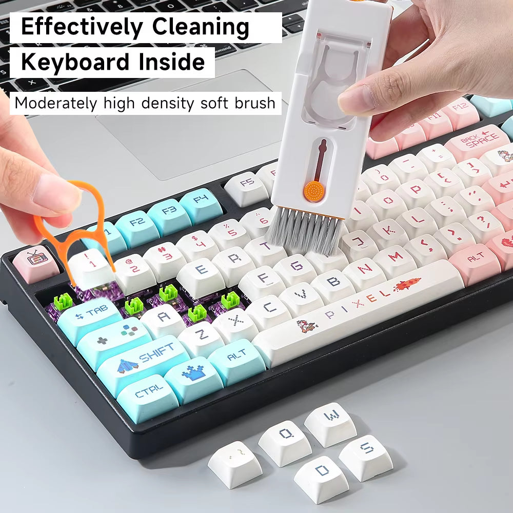 11-in-1 Comprehensive Computer Cleaning Kit with Bluetooth Earphone Cleaner, Keyboard Brush, Camera Brush, SIM Card Ejector, Keycap Puller, and Phone Holder