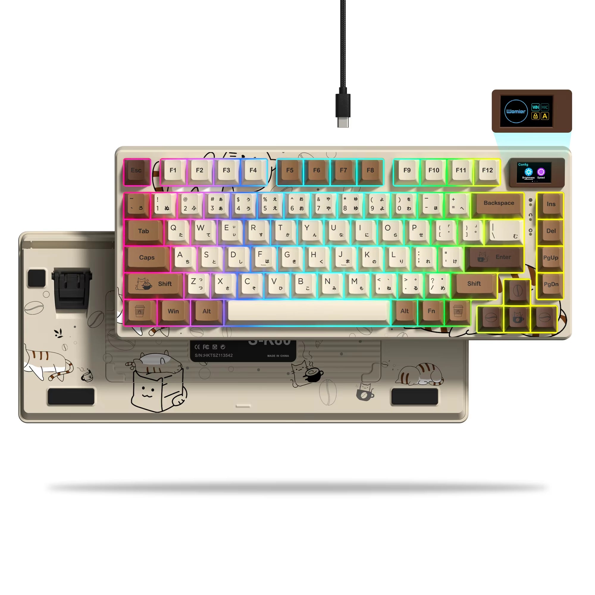 Wired Mechanical Gaming Keyboard with OLED Display, Fully Hot-Swappable Keys, and Pudding RGB Backlighting for PC and Laptop