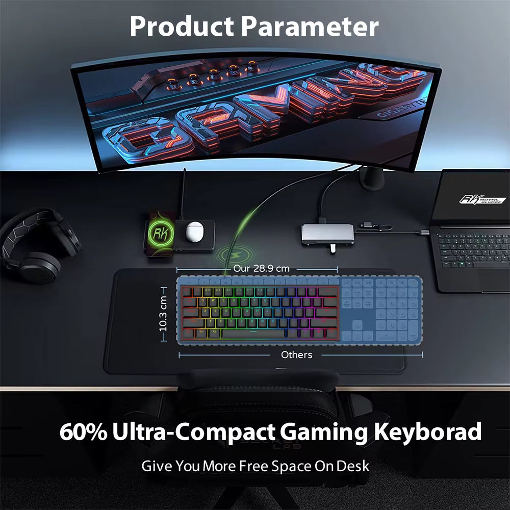 61-Key Wired USB Mechanical Keyboard with 17 RGB Lighting Modes for Computer and Laptop - Available in Red, Blue, and Brown Switches