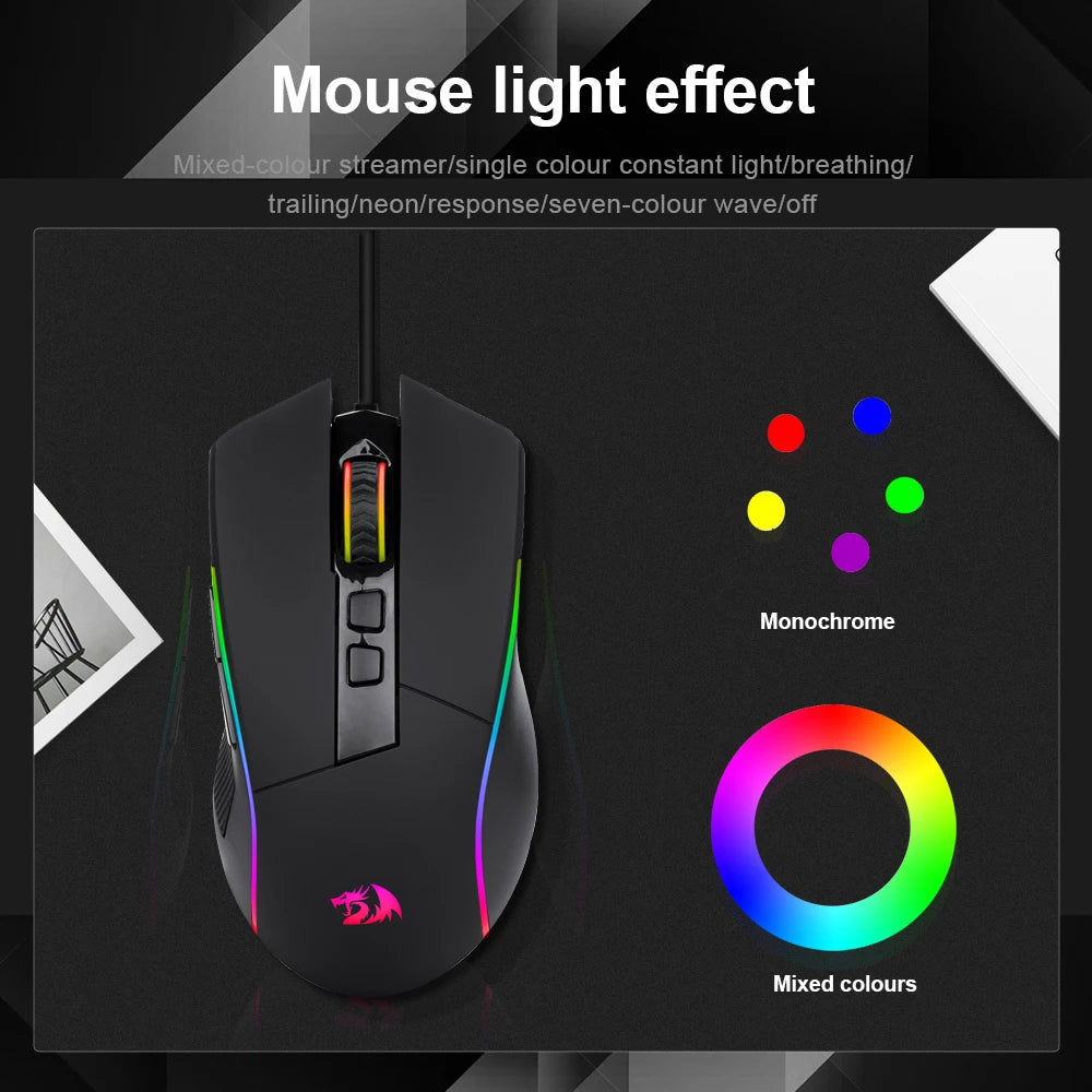 Lonewolf G105 RGB Wired Gaming Mouse - 8000 DPI, 8 Programmable Buttons, Ergonomic Design for PC and Laptop Gamers
