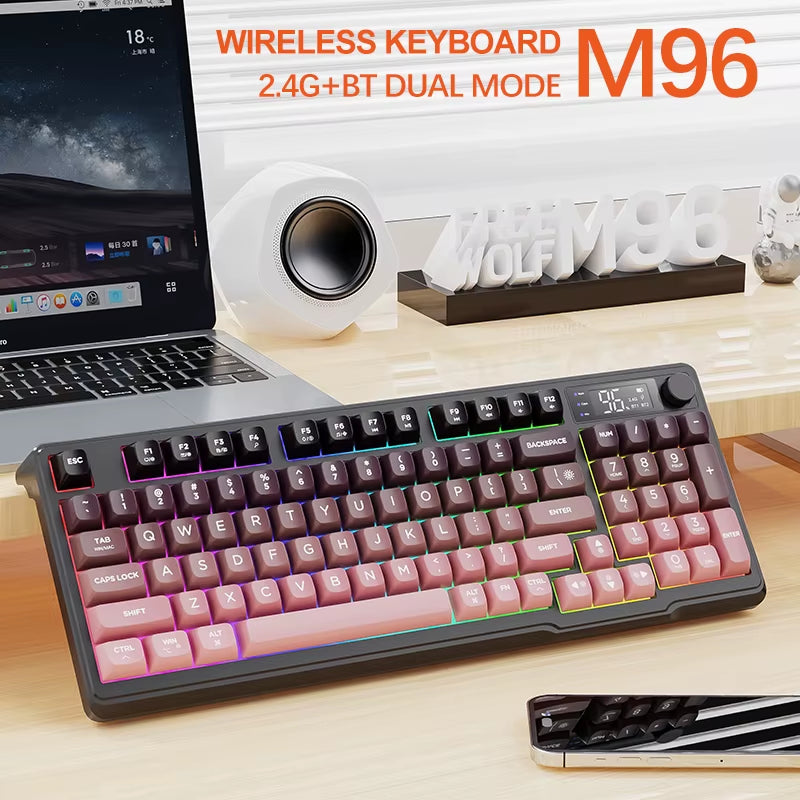 M96 Bluetooth Keyboard Wireless  Screen Gaming Keyboard,Electronic Screen, Multi-Device Connection,Ergonomics Gaming