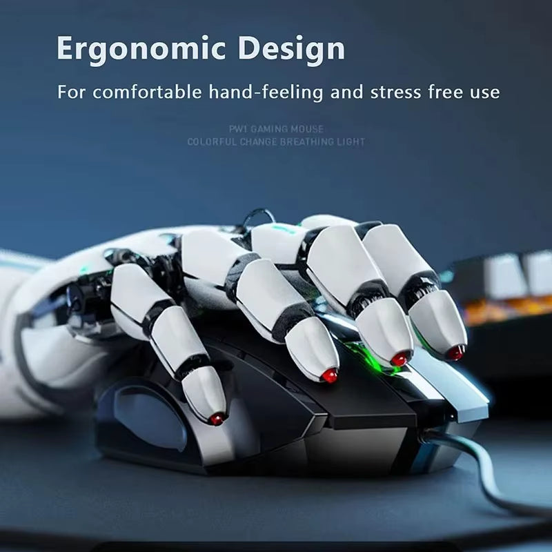 W1 Wired Gaming Mouse - Silent Office Mouse with Optional Three or Six Key Configuration