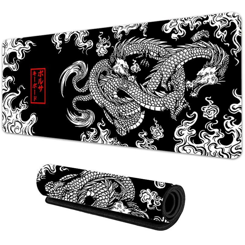 Japanese Dragon XXL Gaming Mousepad - Large Desk Mat for Gamers, Available in 900x400mm and 700x300mm Sizes