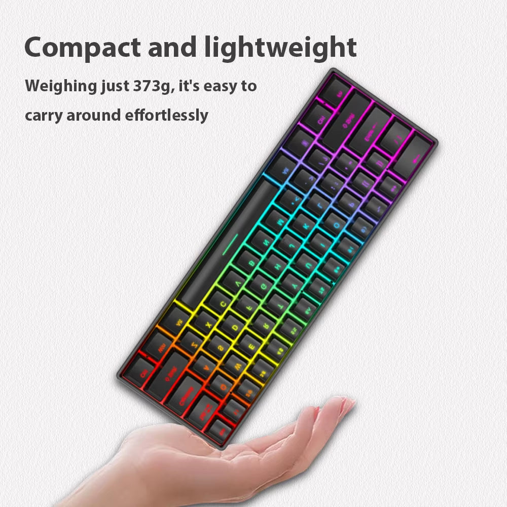 61-Key Wired USB Mechanical Keyboard with 17 RGB Lighting Modes for Computer and Laptop - Available in Red, Blue, and Brown Switches