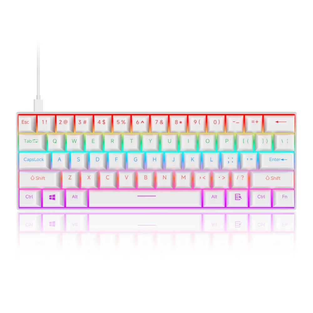 61-Key Wired USB Mechanical Keyboard with 17 RGB Lighting Modes for Computer and Laptop - Available in Red, Blue, and Brown Switches