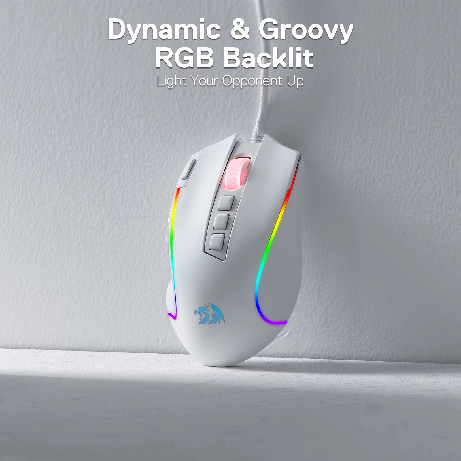 M612 Predator RGB Gaming Mouse 8000 DPI Wired Optical with 11 Programmable Buttons, White