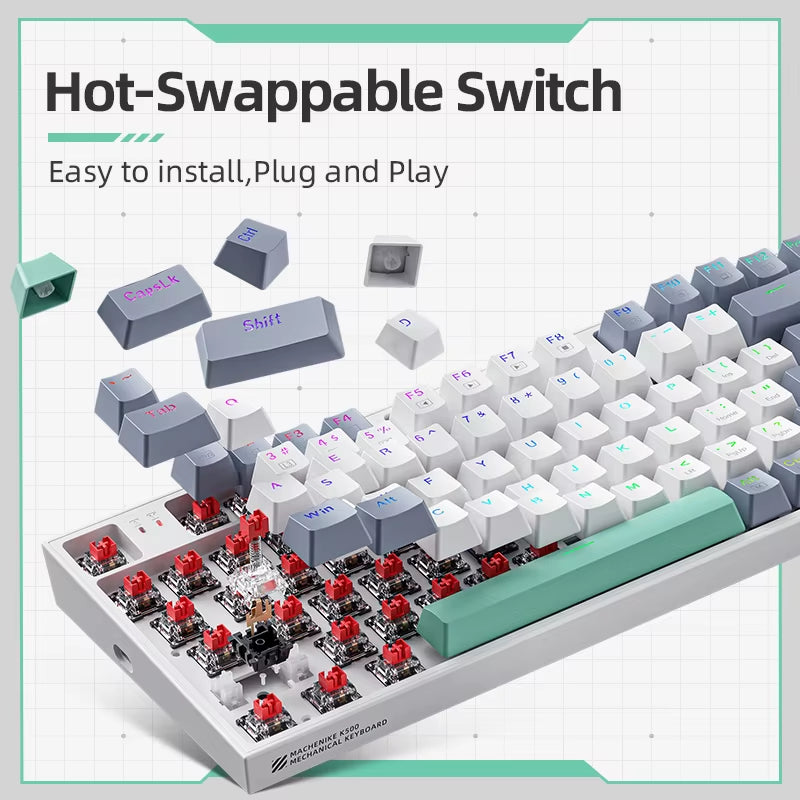 Machenike K500 Hot Swappable Mechanical Gaming Keyboard - 94 Keys RGB Wired for Mac and Windows