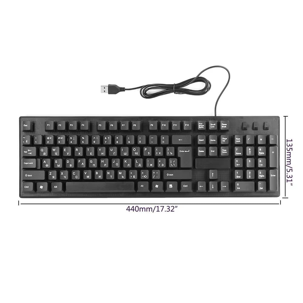 Russian/English Waterproof Silent Keyboard for Windows Computers