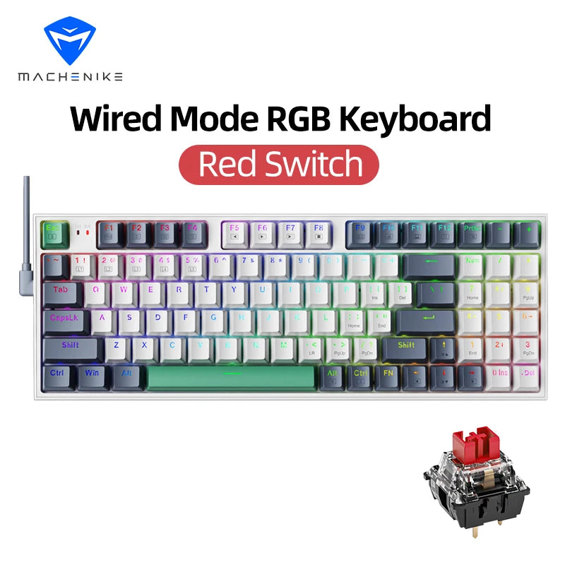 Machenike K500 Hot Swappable Mechanical Gaming Keyboard - 94 Keys RGB Wired for Mac and Windows