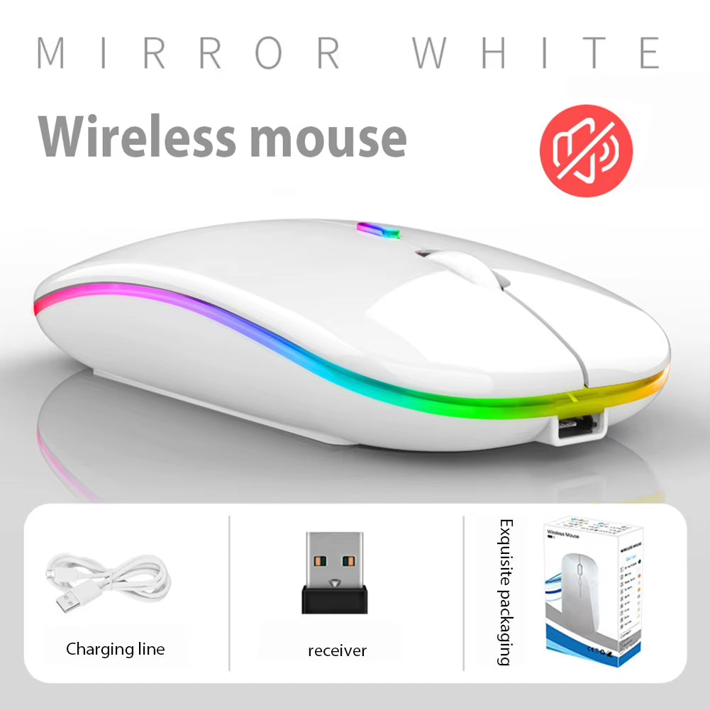 Rechargeable RGB Bluetooth Wireless Keyboard and Mouse for iPad, Android, iOS, and Windows with Rainbow Backlight
