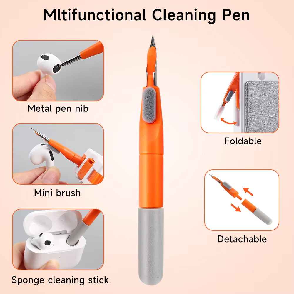 11-in-1 Comprehensive Computer Cleaning Kit with Bluetooth Earphone Cleaner, Keyboard Brush, Camera Brush, SIM Card Ejector, Keycap Puller, and Phone Holder